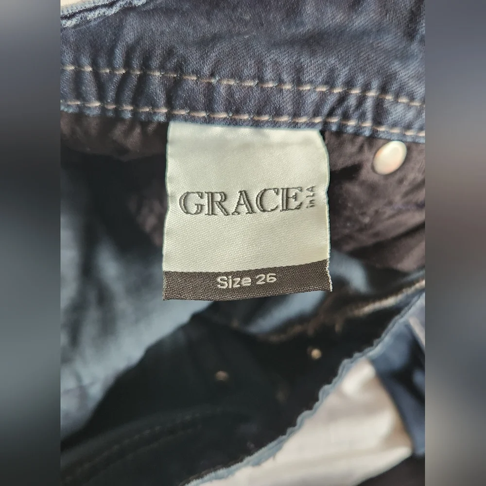 Grace In LA Dark Blue Boot Cut Jeans Size 26 SKU F20 - Picture 5 of 6
